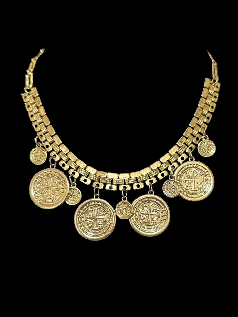 Gold Coin Charm Statement Necklace - Women Jewelry